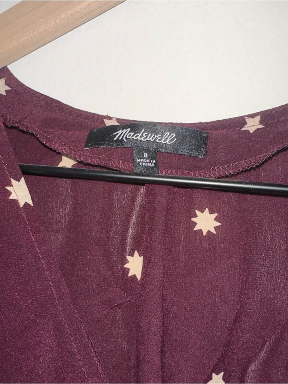 100% Silk Madewell Peplum Star Print Top - Picture 5 of 7
